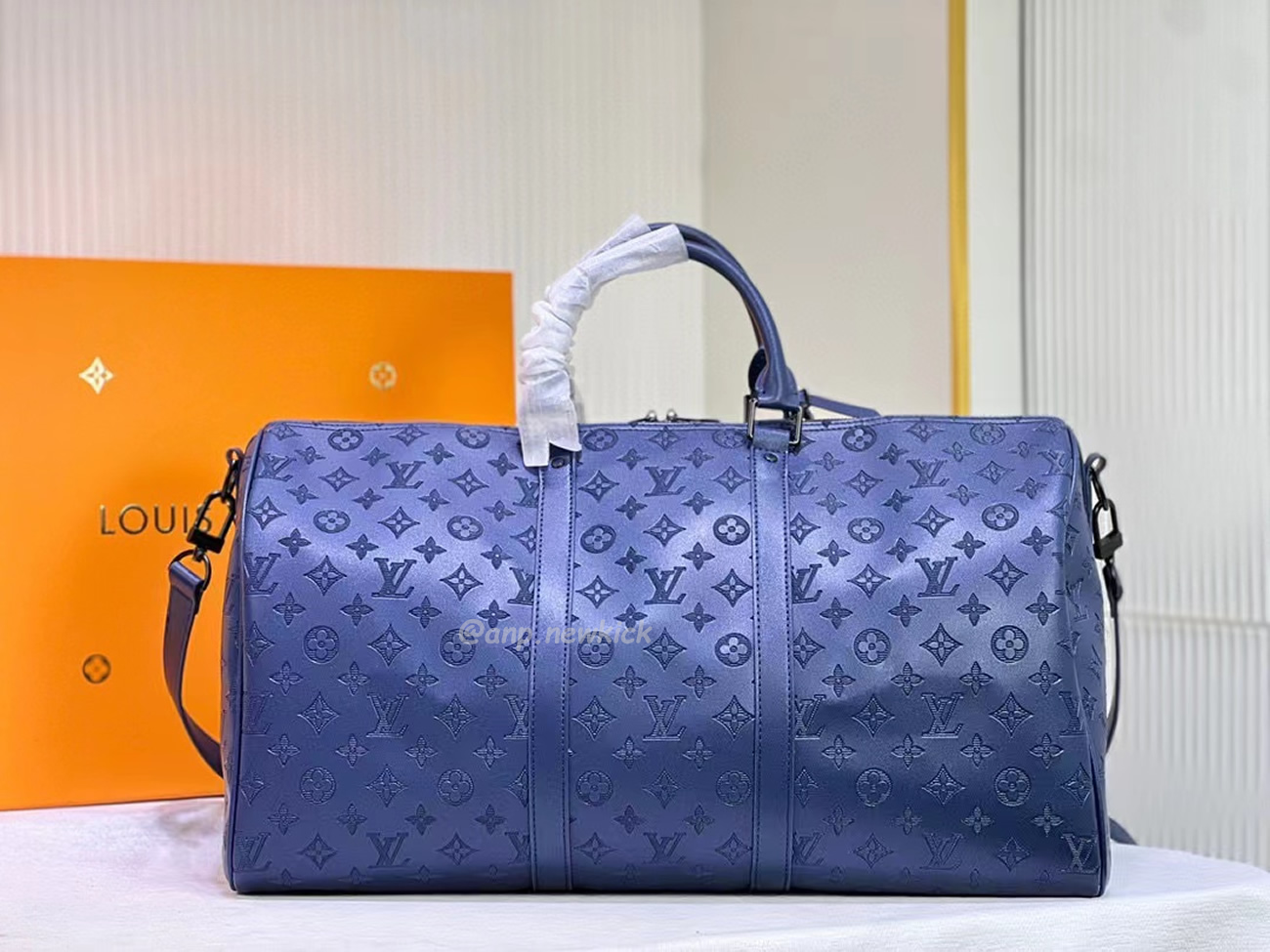 Louis Vuitton Keepall Bandouliere Monogram 50 Navy Duffel Bag (8) - newkick.app